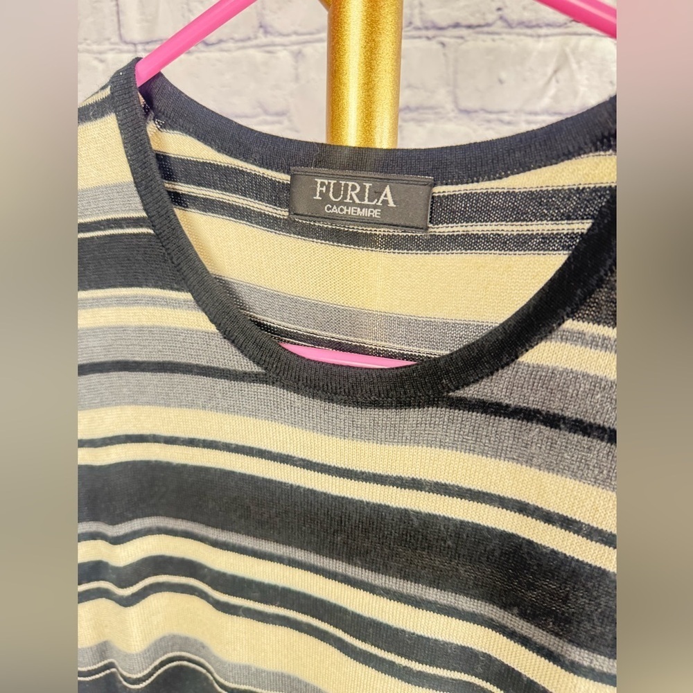Furla Cachemire Sleeveless Sweater Tank Striped Top Size Large